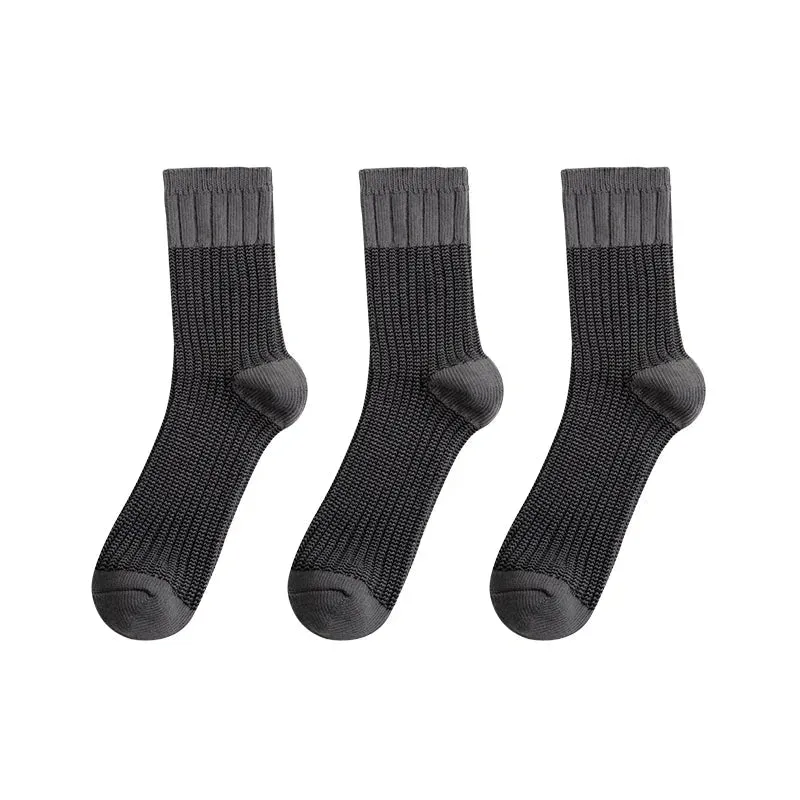 3 Pairs Contrast Thick Knit Workwear Socks