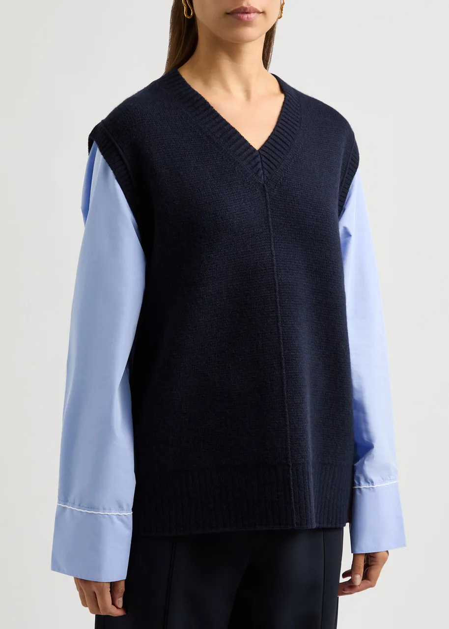 3.1 PHILLIP LIM Vest-layered cotton-blend poplin shirt  -                         -                     -                