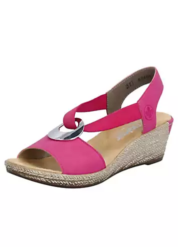 624H6 Ladies Pink Elasticated Sandals by Rieker | Look Again