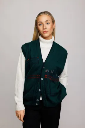 90's Bottle Green Knit Vest M/L