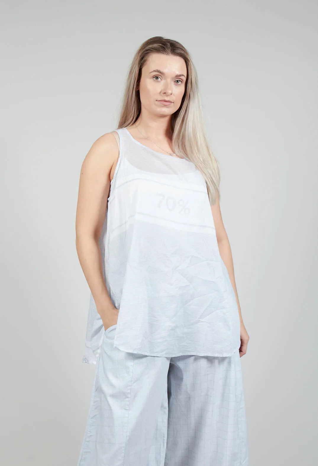 A-Line Cotton Vest Top in Grey Print