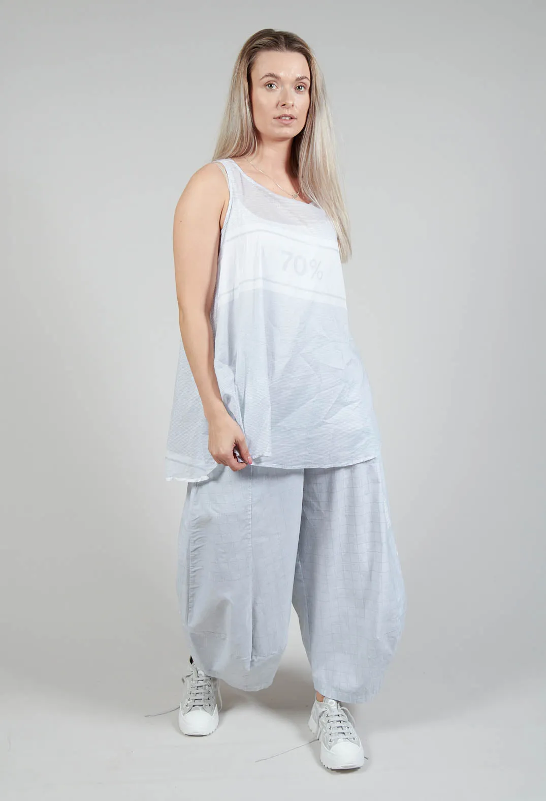 A-Line Cotton Vest Top in Grey Print