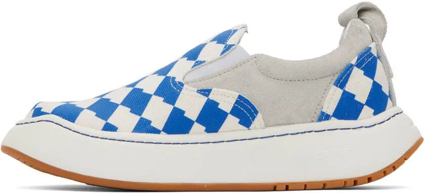 ADER error Blue & White Lad Sneakers