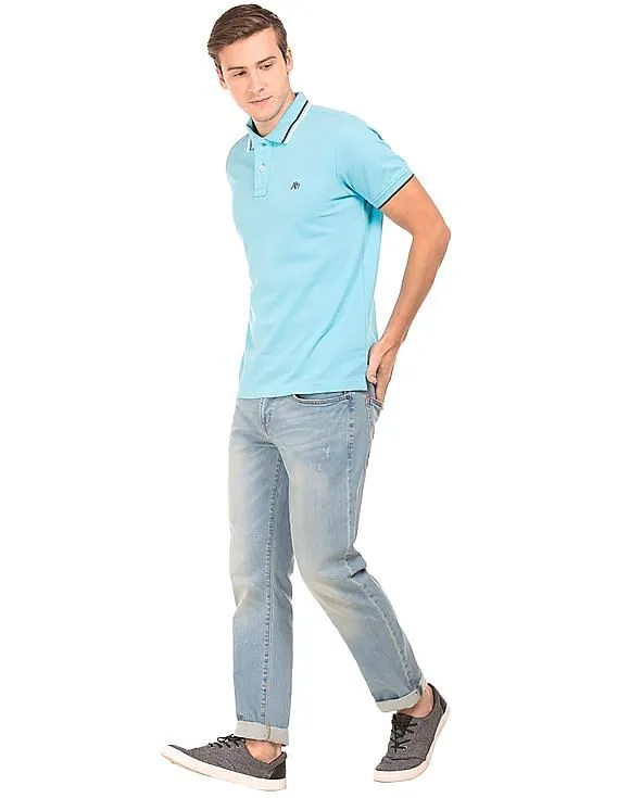 Aeropostale Tipped Cotton Pique Polo Shirt