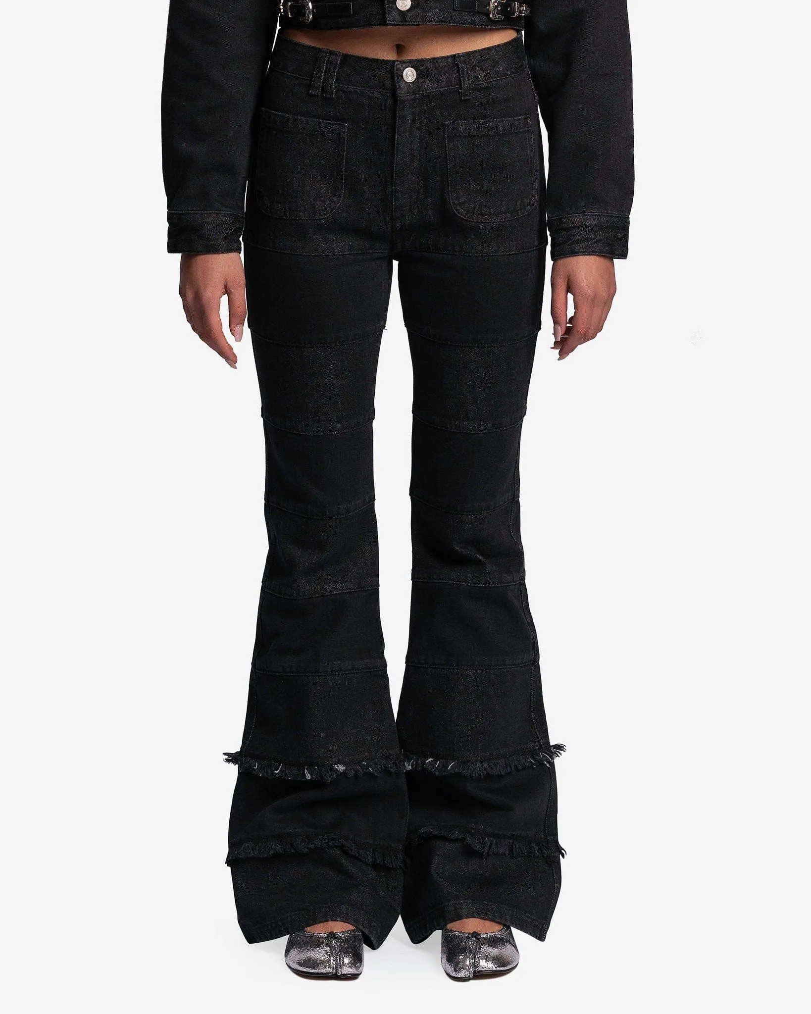 Andersson Bell Mahina Blocking Patchwork Jeans in Black