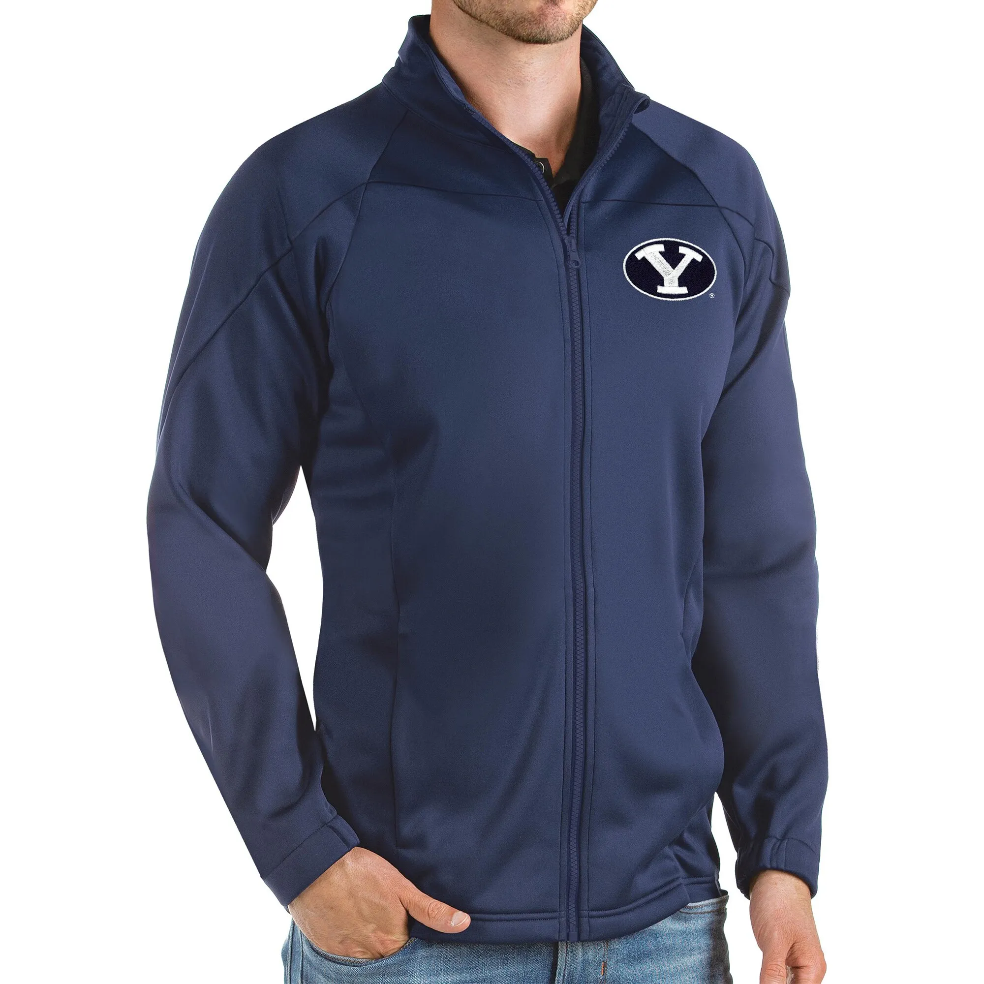 Antigua BYU Cougars Navy Links Full-Zip Golf Jacket