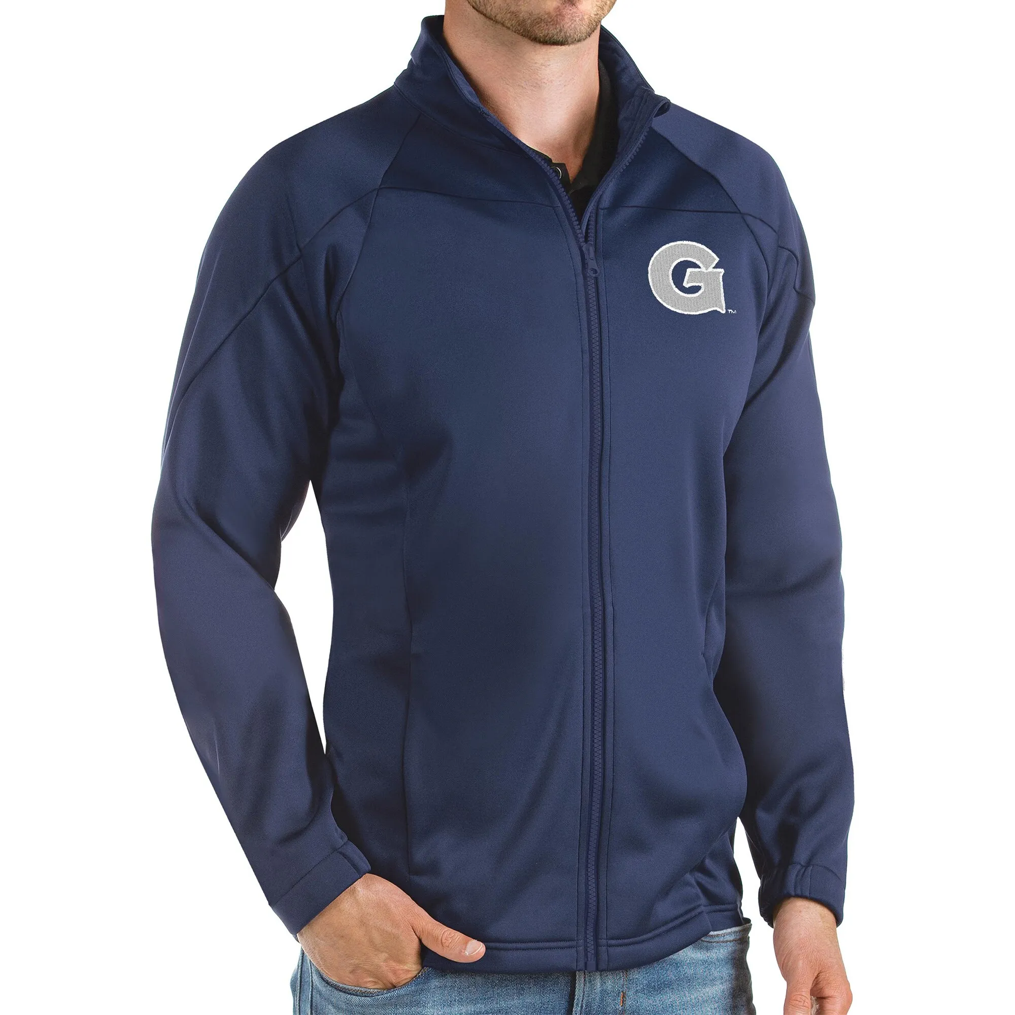 Antigua Georgetown Hoyas Navy Links Full-Zip Golf Jacket