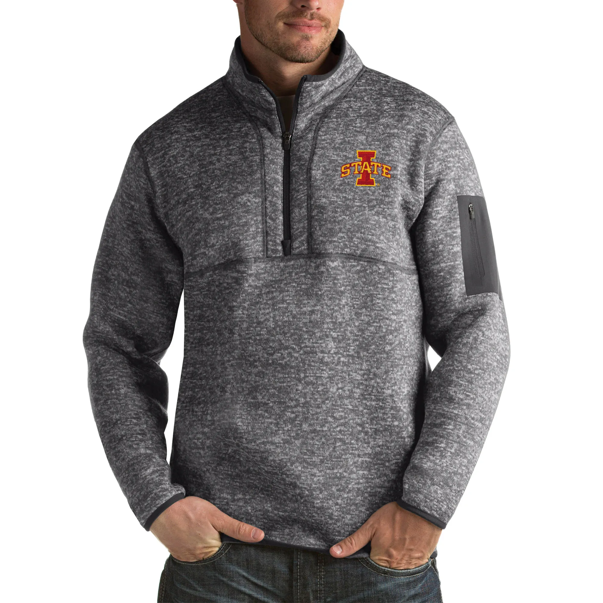 Antigua Iowa State Cyclones Charcoal Fortune Big & Tall Quarter-Zip Pullover Jacket