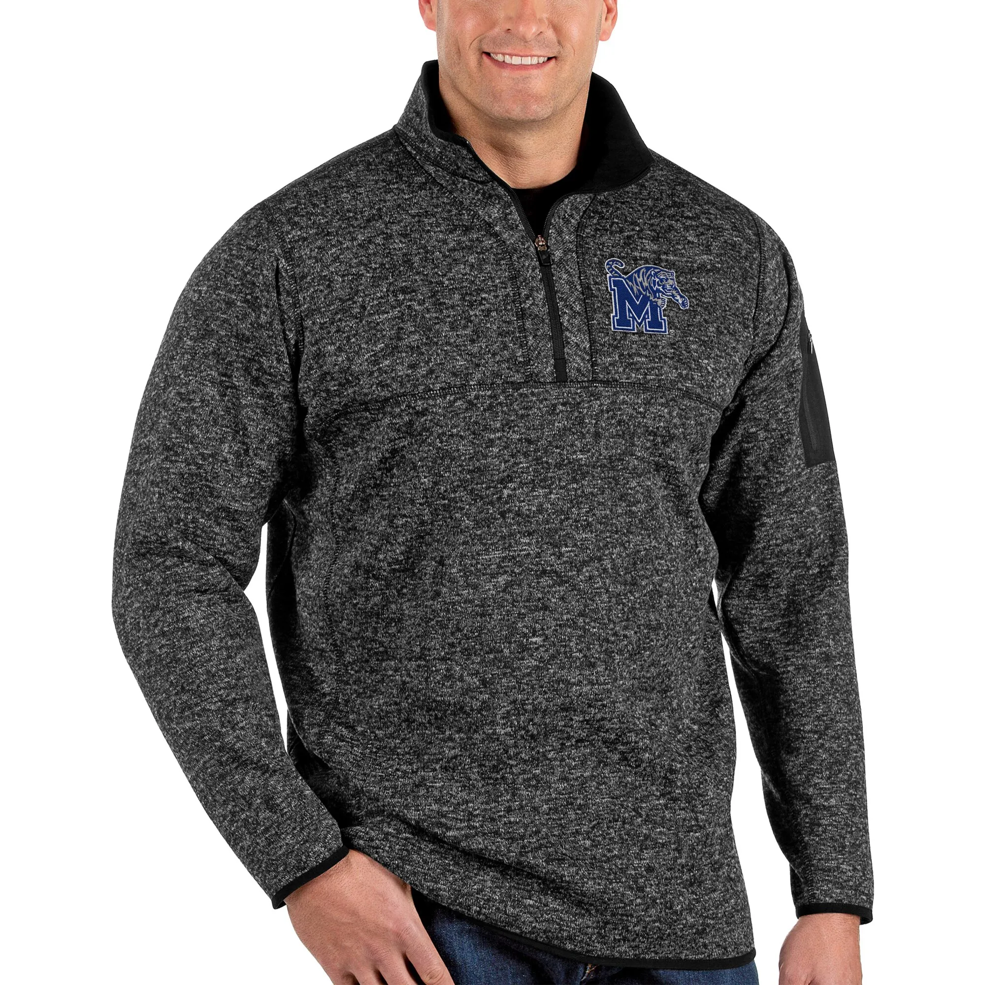 Antigua Memphis Tigers Black Fortune Big & Tall Quarter-Zip Pullover Jacket