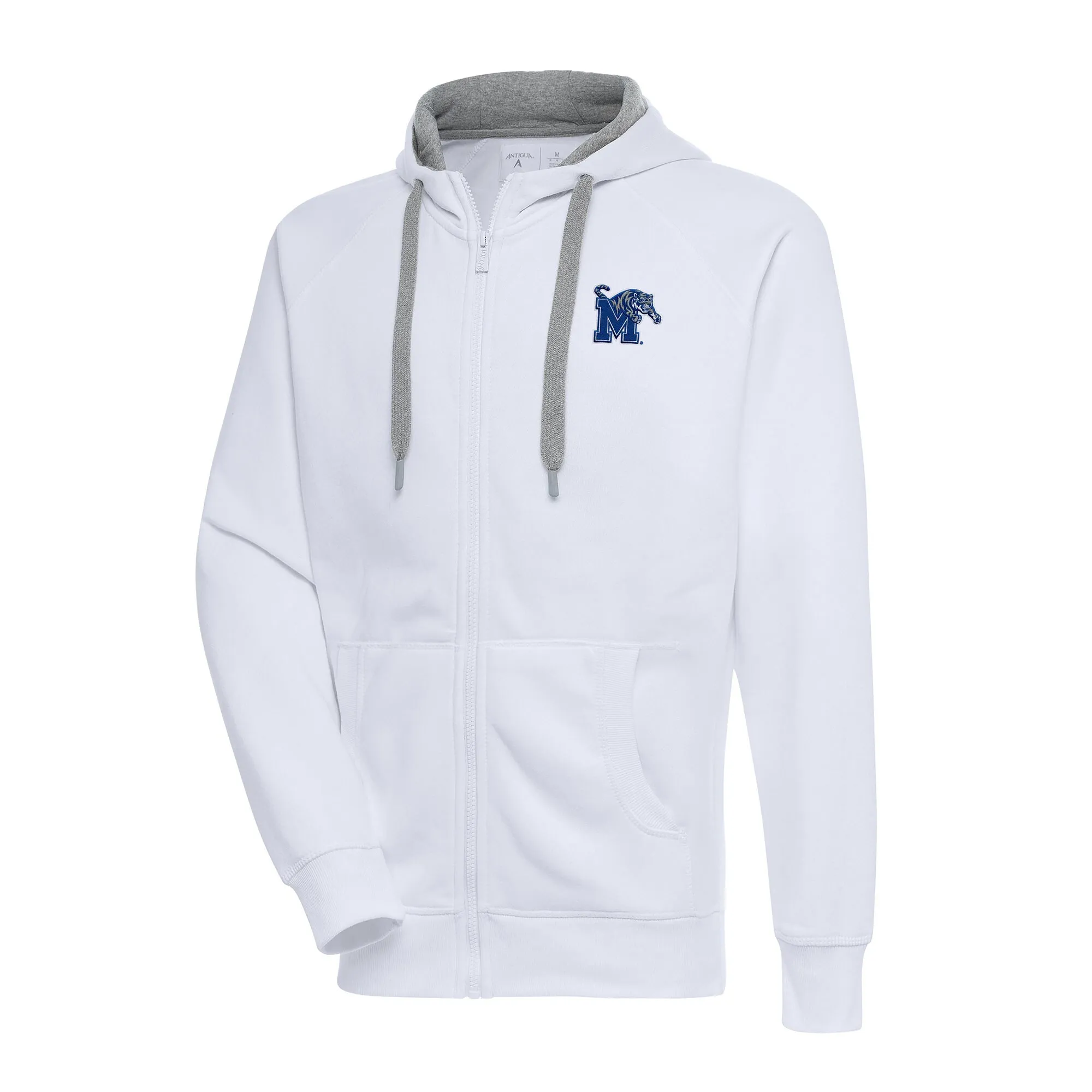 Antigua Memphis Tigers White Big & Tall Victory Full-Zip Hoodie Jacket