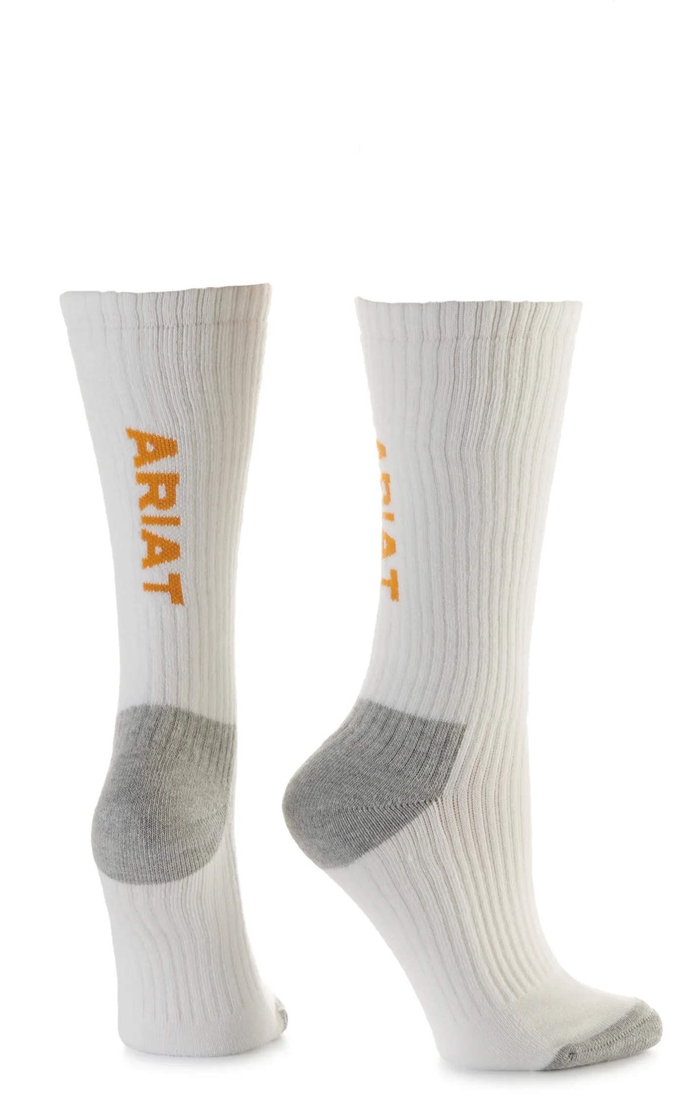 Ariat Men's White and Grey Mid Calf 3Pk Boot Socks (Medium)