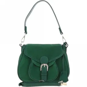 Ashwood Flap Over Suede Handbag Green: S-15