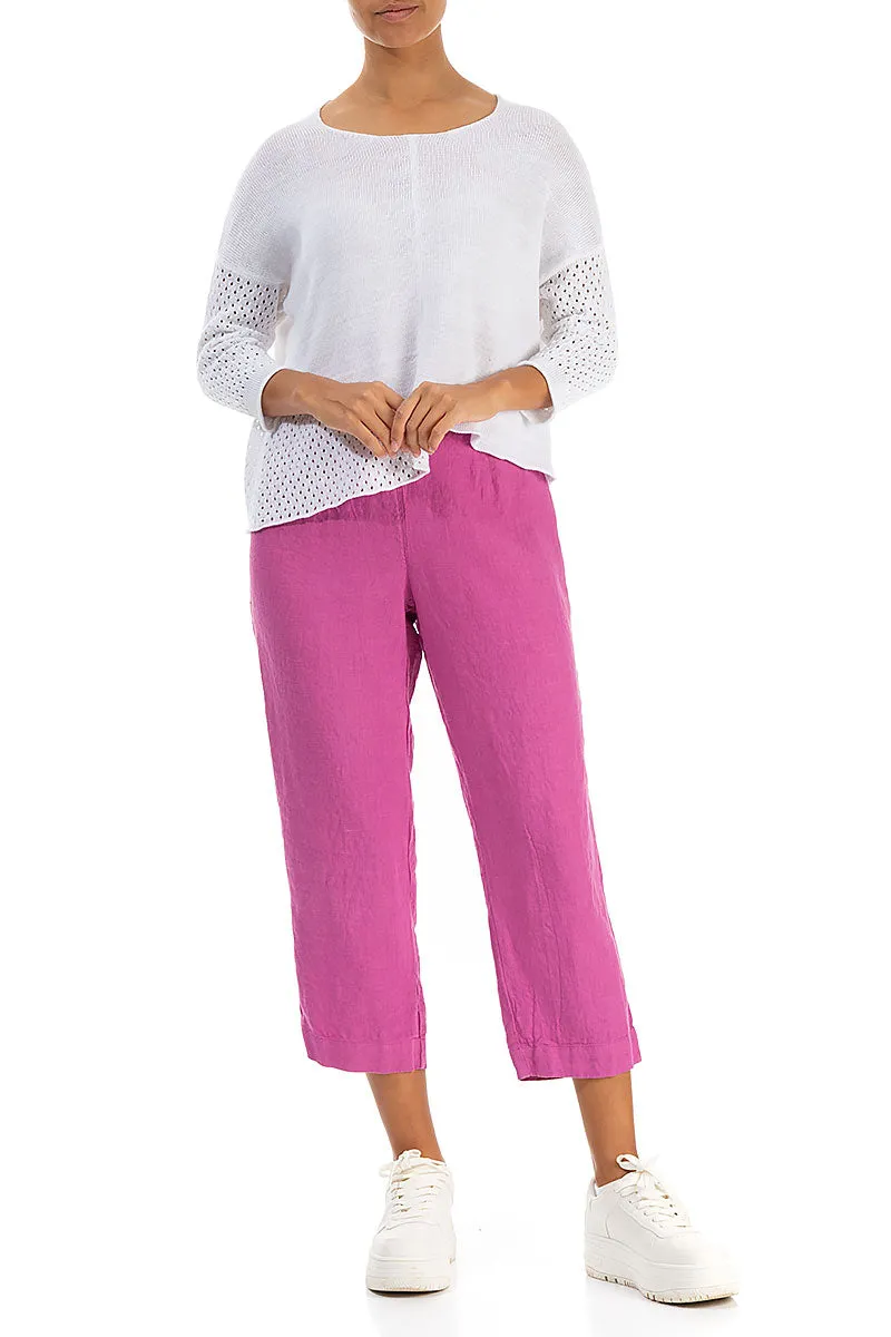 Asymmetric White Linen Jumper
