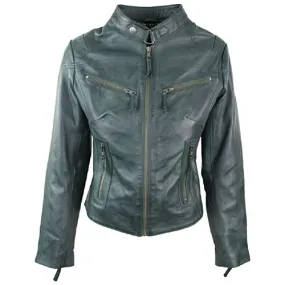 Aviatrix Ladies Real Leather Vintage Slim Fit Biker Jacket