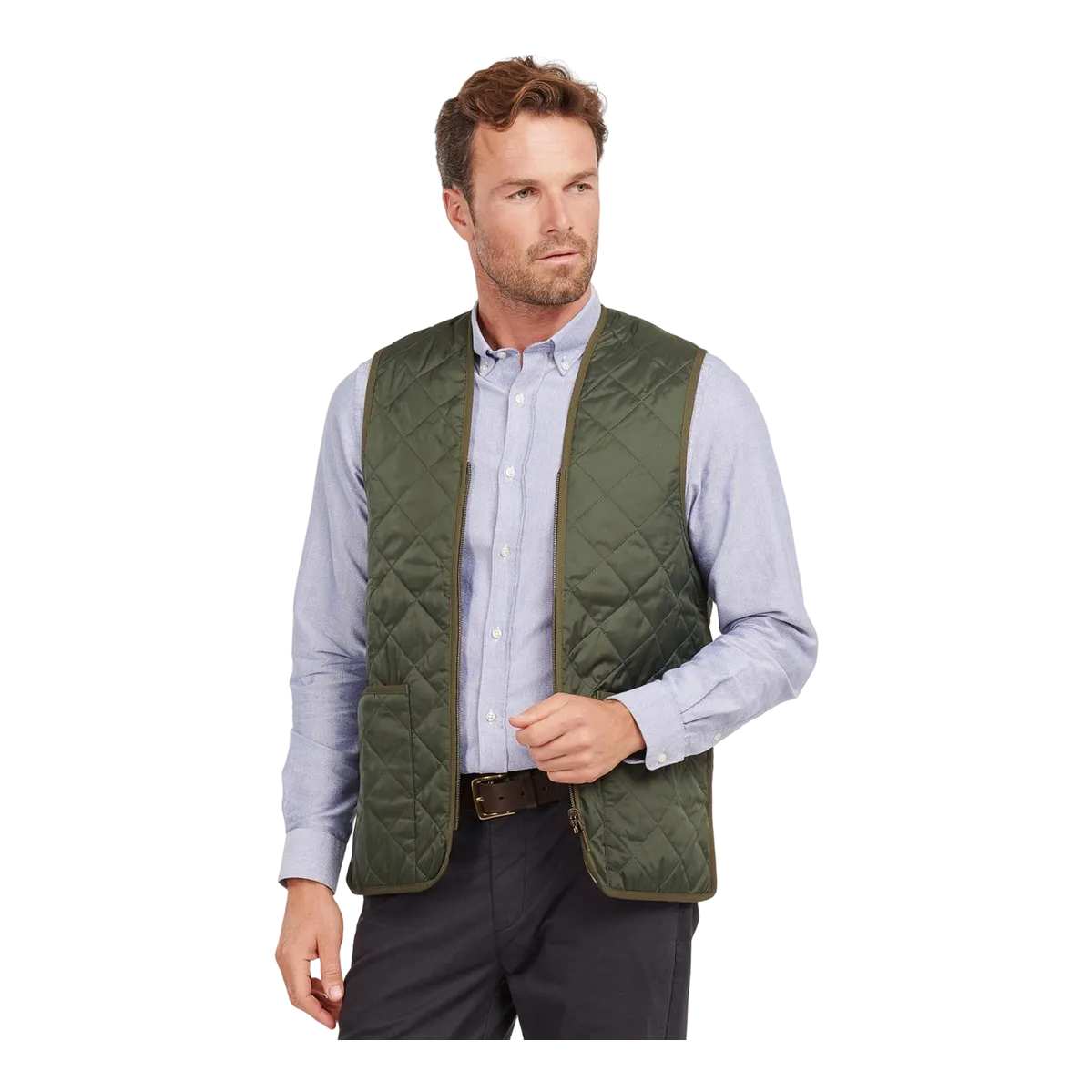 Barbour Quilted Waistcoat/Zip-in Liner in Olive & Ancient