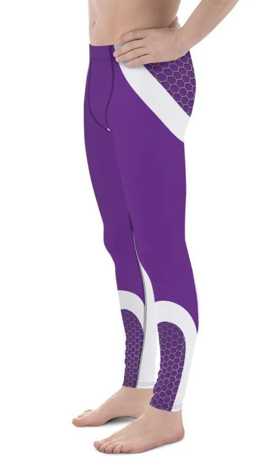 Beehive Geometric Men's Leggings Royal Purple