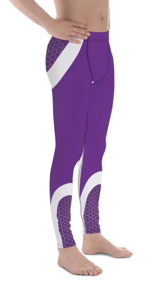 Beehive Geometric Men's Leggings Royal Purple