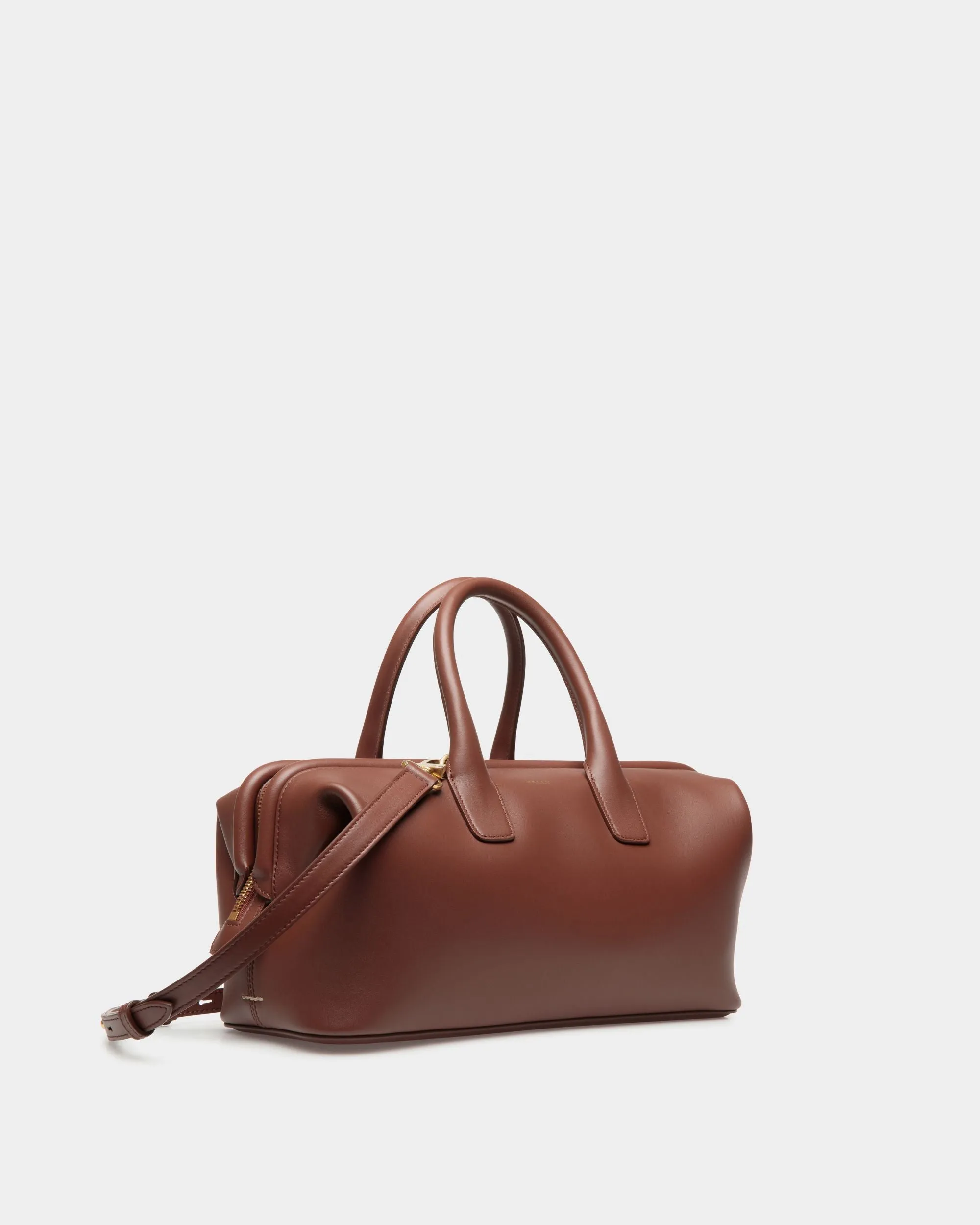 Belle Small Top Handle Bag In Brown Leather