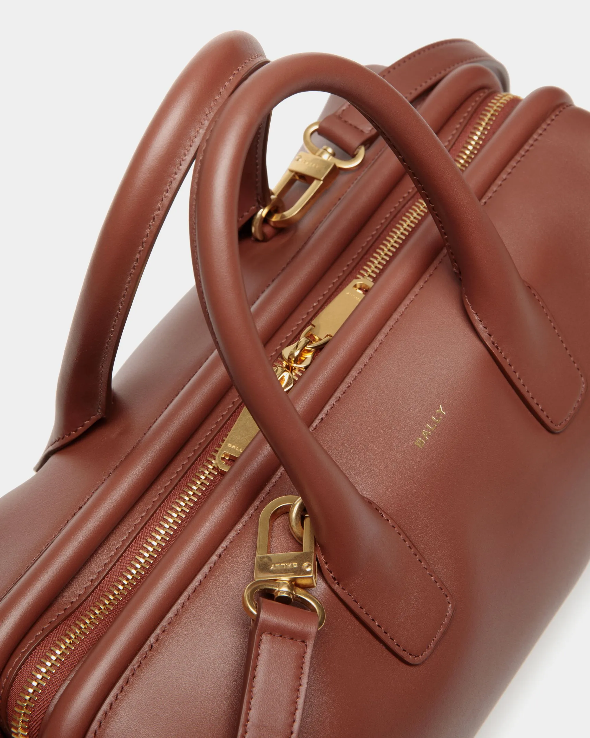 Belle Small Top Handle Bag In Brown Leather