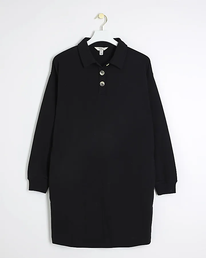 Black polo sweatshirt mini dress
