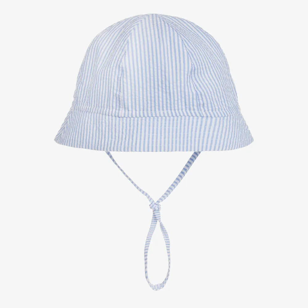 Blue Stripe Cotton Seersucker Sun Hat