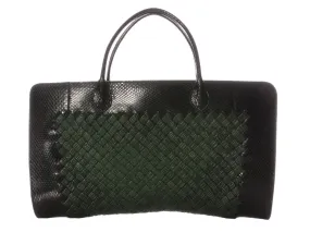 Bottega Veneta Black Snake and Green Leather Bag