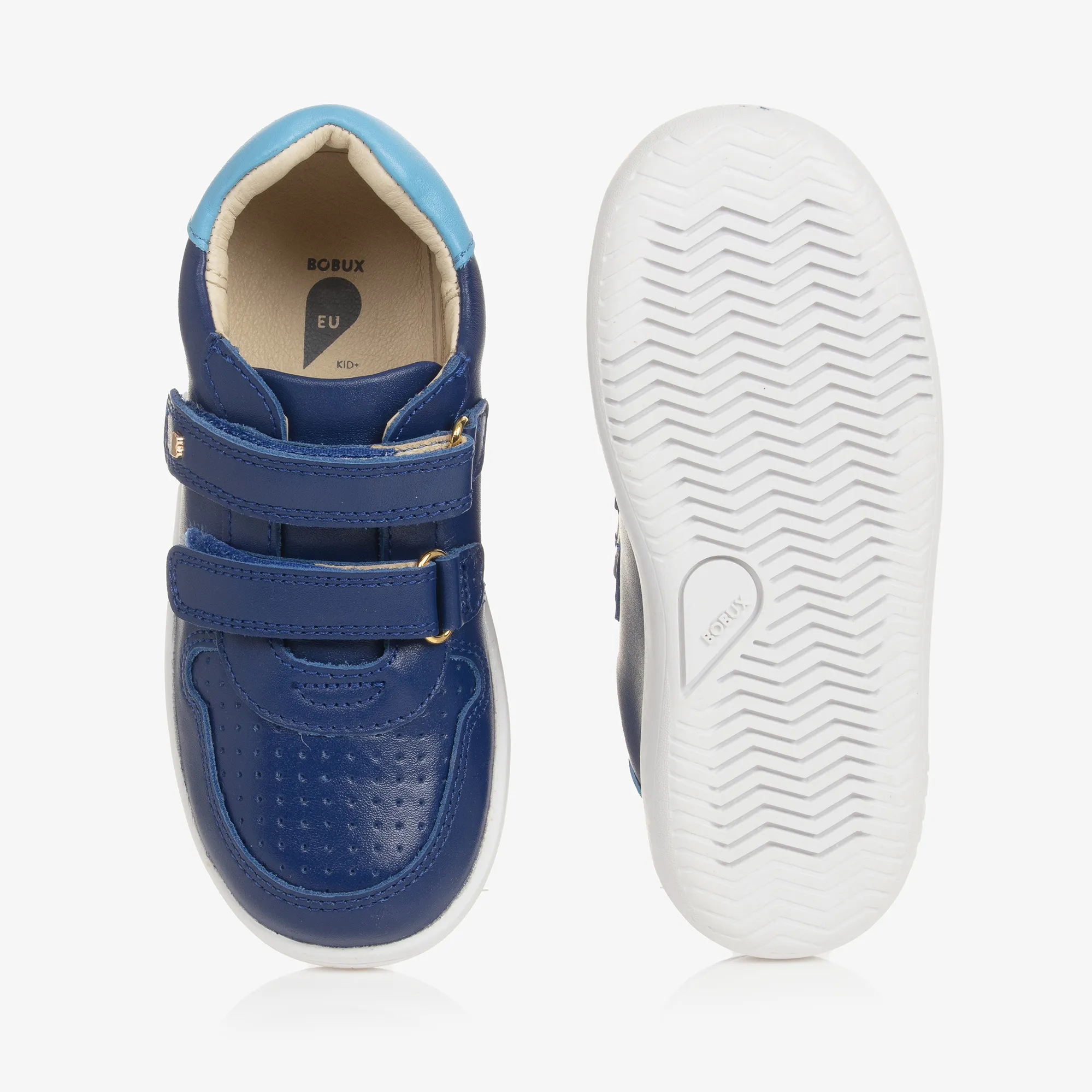 Boys Blue Leather Velcro Trainers