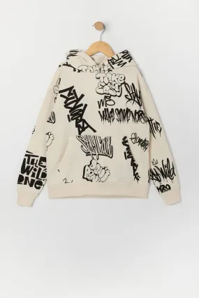 Boys Graffiti Print Fleece Hoodie