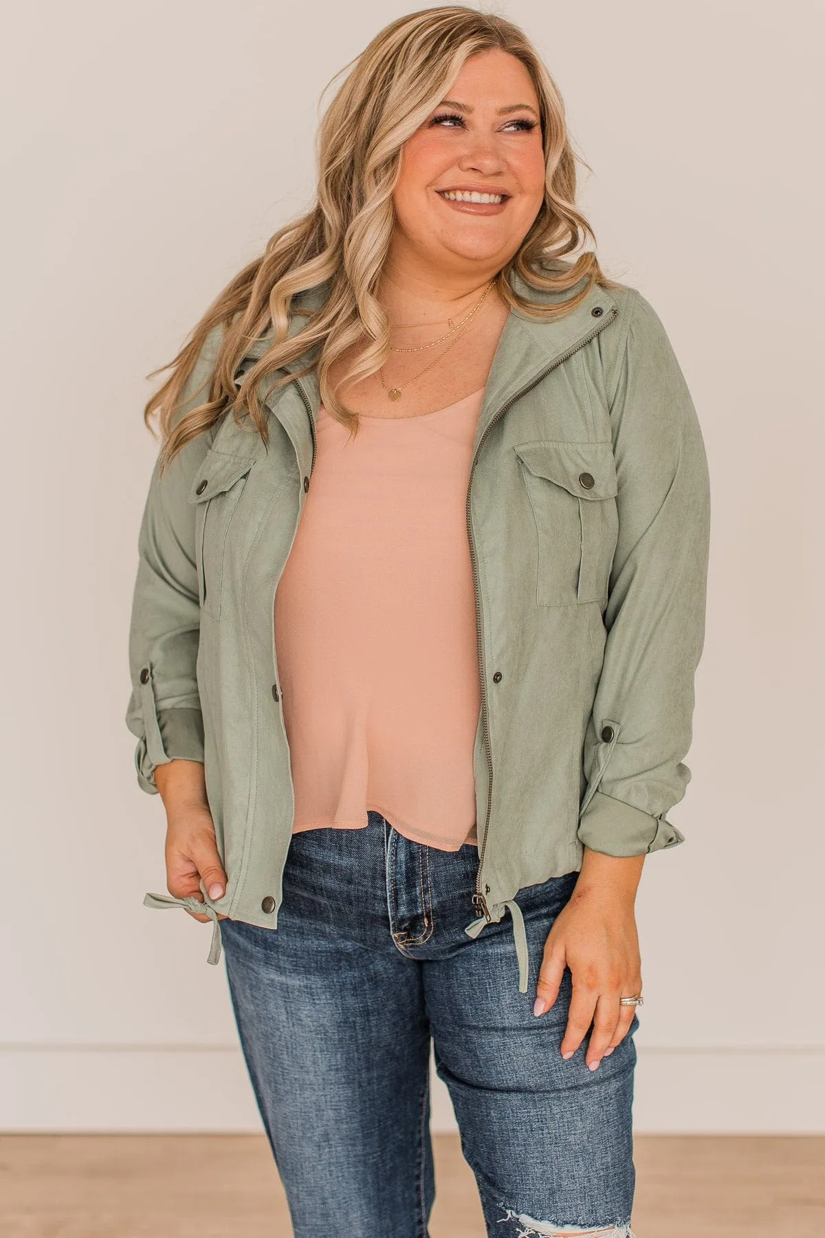 Brisk Morning Lightweight Zip Up Jacket- Sage