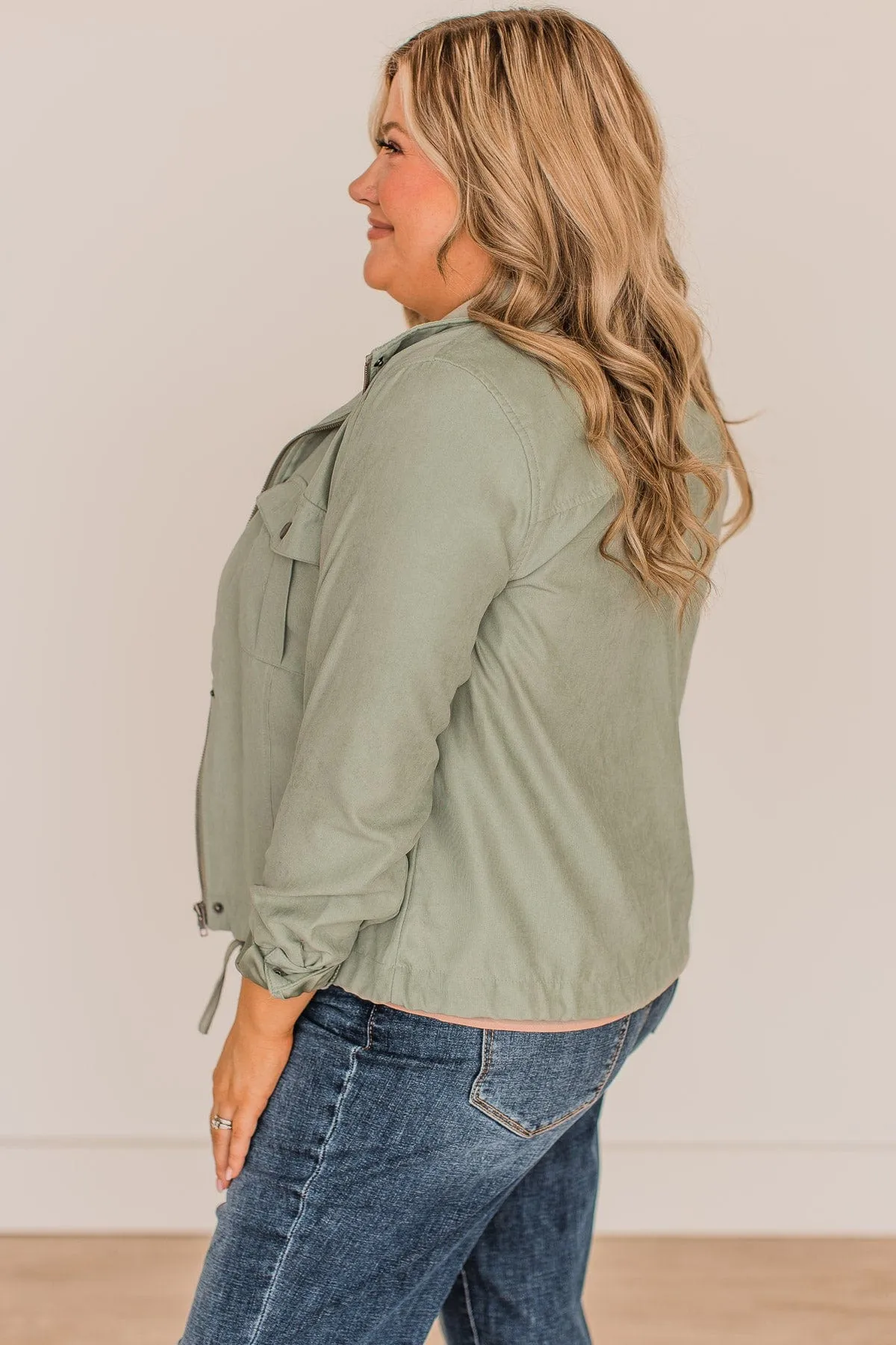 Brisk Morning Lightweight Zip Up Jacket- Sage