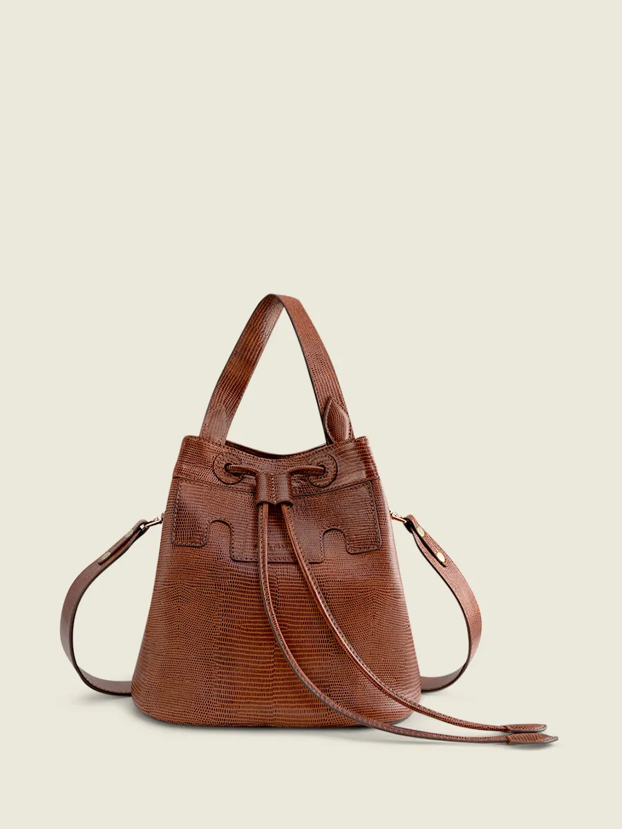 Brown Leather Bucket Bag for Women - Capucine 1960 Amber | PAUL MARIUS