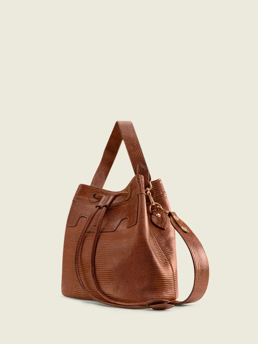 Brown Leather Bucket Bag for Women - Capucine 1960 Amber | PAUL MARIUS