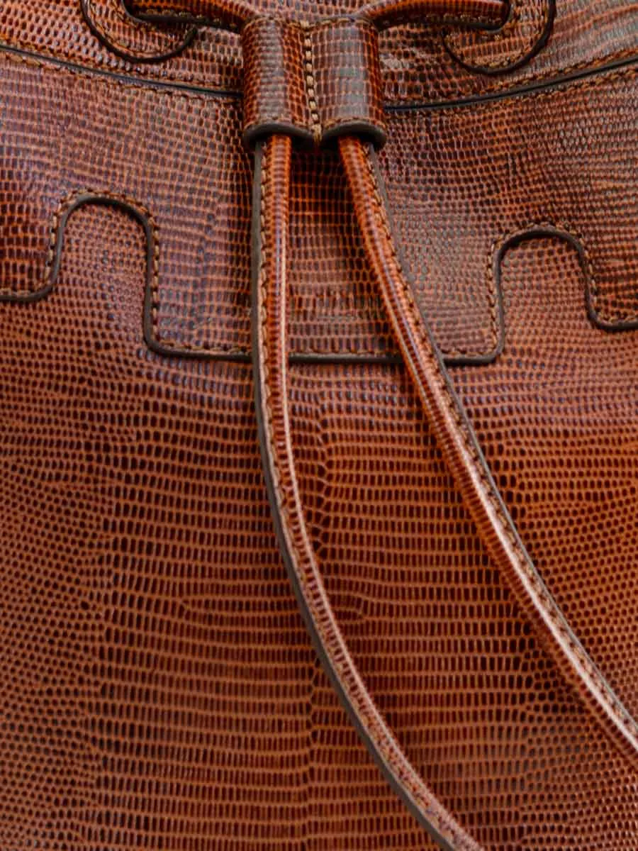 Brown Leather Bucket Bag for Women - Capucine 1960 Amber | PAUL MARIUS