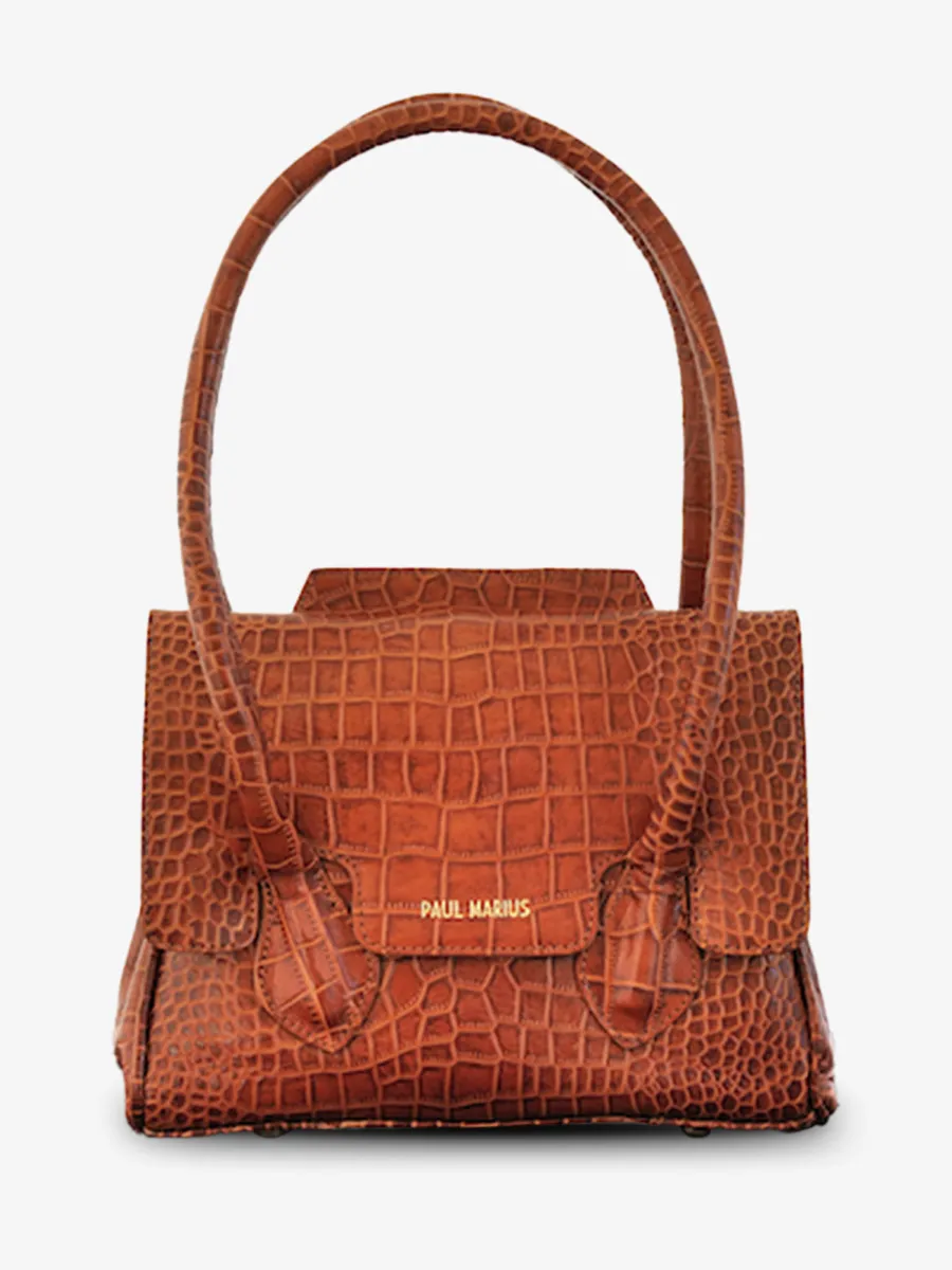 Brown Leather Handbag - Colette S Alligator Cocktail Amber | PAUL MARIUS