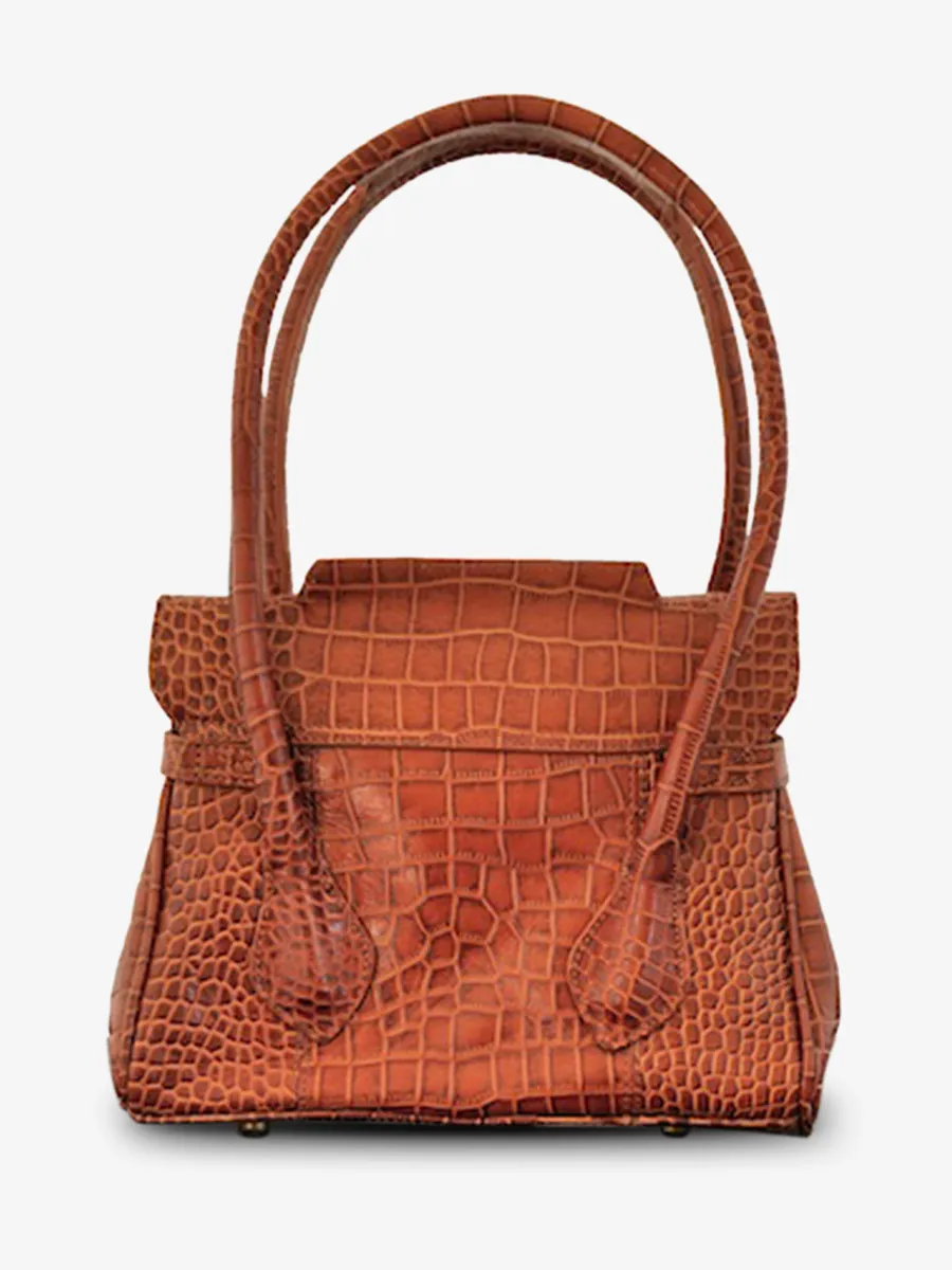 Brown Leather Handbag - Colette S Alligator Cocktail Amber | PAUL MARIUS