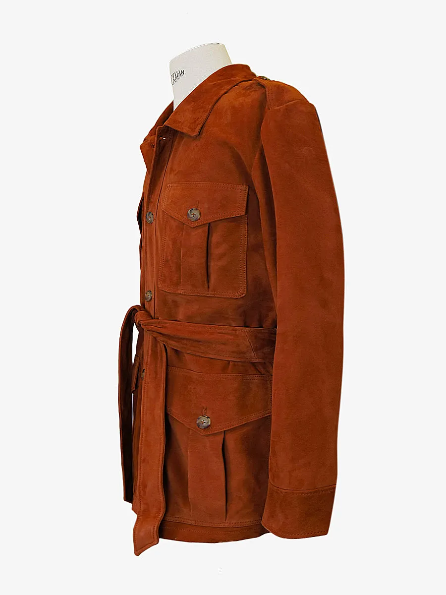 Brown Leather Safari Jacket for Men - LaSaharienne Rodeo Cognac | PAUL MARIUS