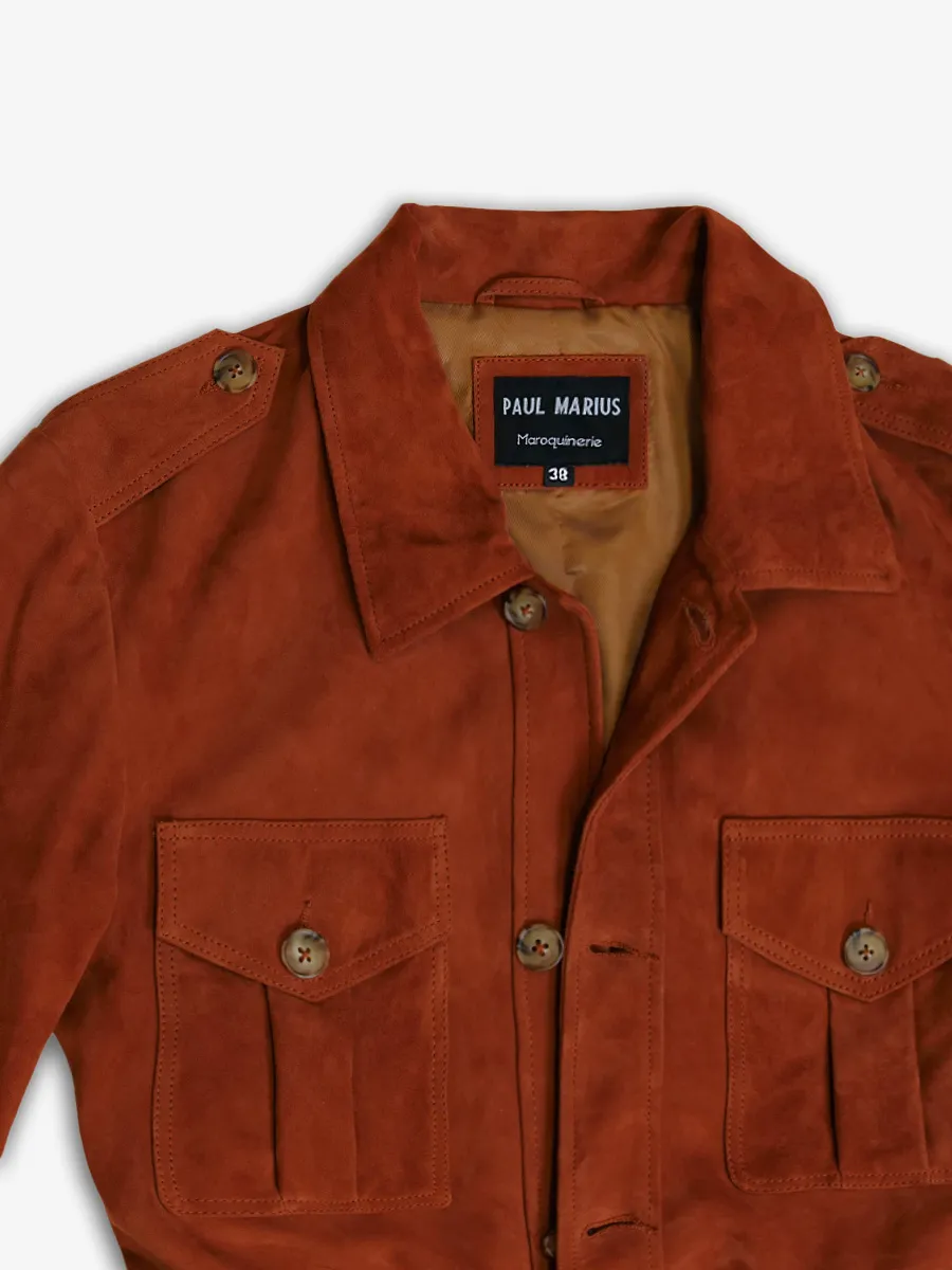 Brown Leather Safari Jacket for Men - LaSaharienne Rodeo Cognac | PAUL MARIUS