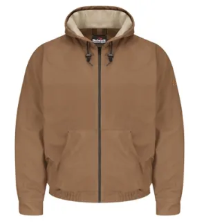 Bulwark - Flame-Resistant Brown Duck Hooded Jacket w/ Lanyard Access. JLH4