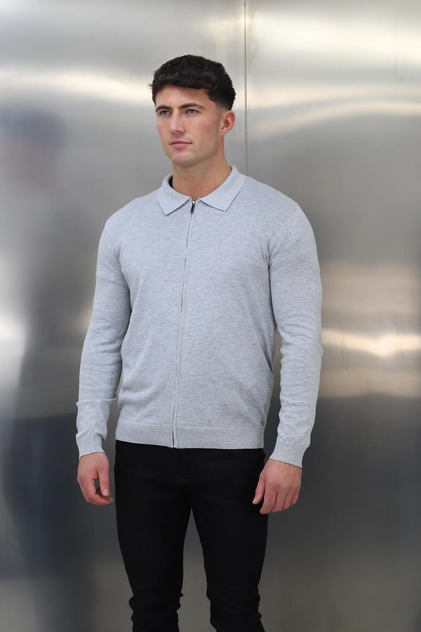 Capo Egyptian Cotton Full Zip Jacket - Grey