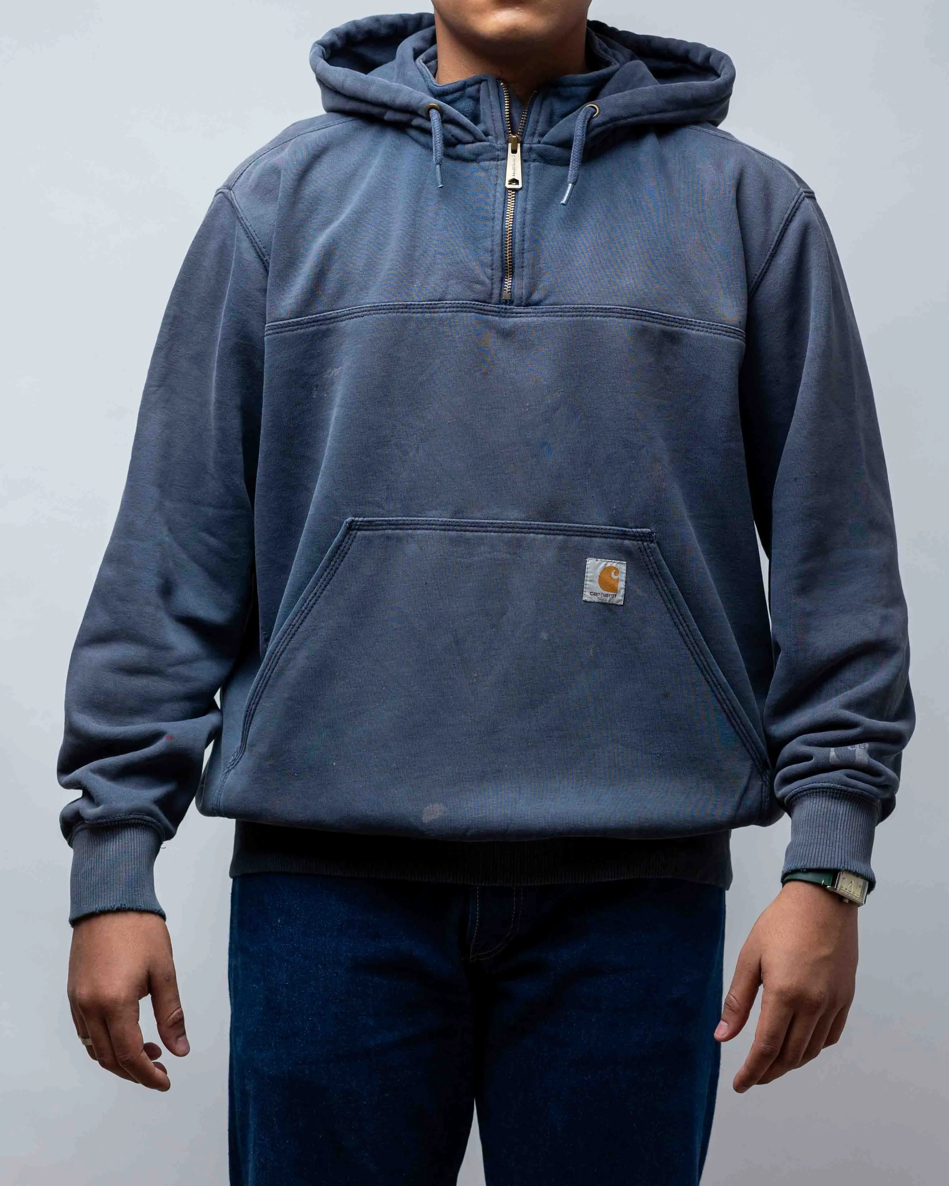 CARHARTT  FADED AND THRASHED CARHARTT RAIN DEFENDER QUARTER ZIP HOODIE