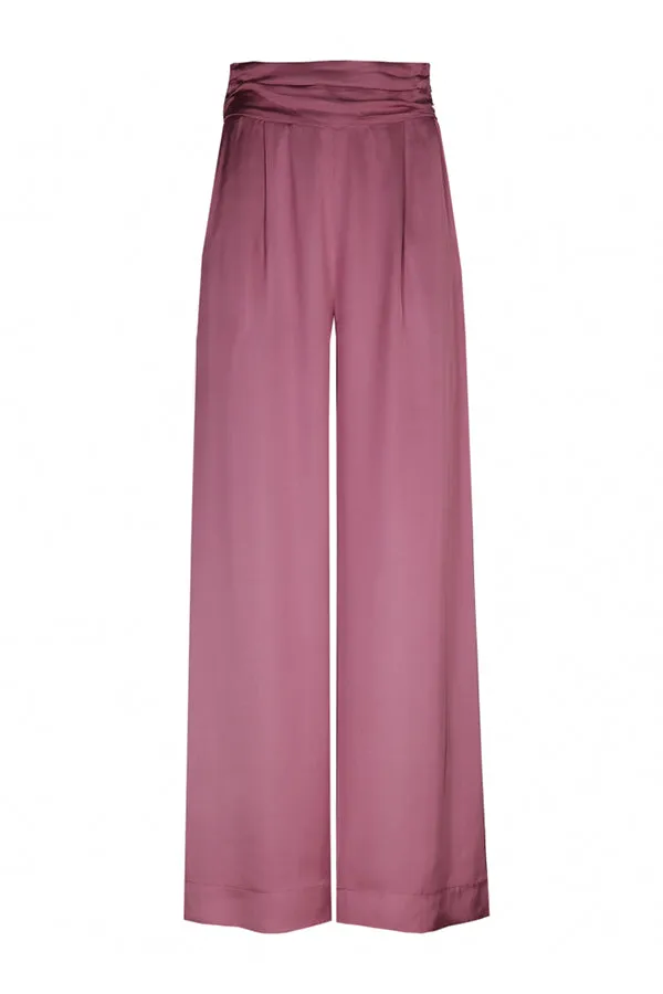 Caroline Biss SHINY LOOSE HIGH WAIST WIDE DRESSY TROUSERS