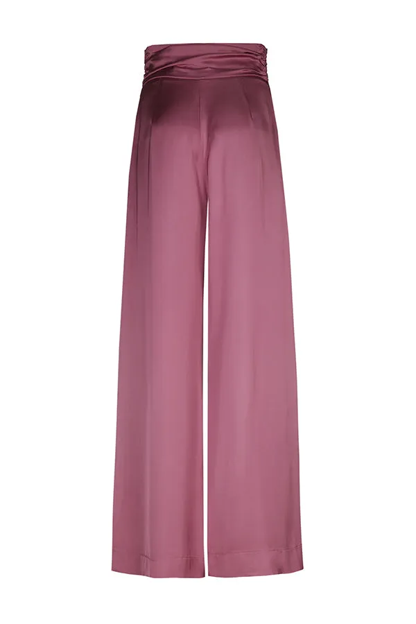 Caroline Biss SHINY LOOSE HIGH WAIST WIDE DRESSY TROUSERS