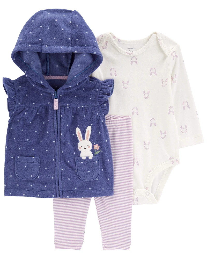 Carters Oshkosh Baby 3-Piece Bunny Fleece Little Vest Set