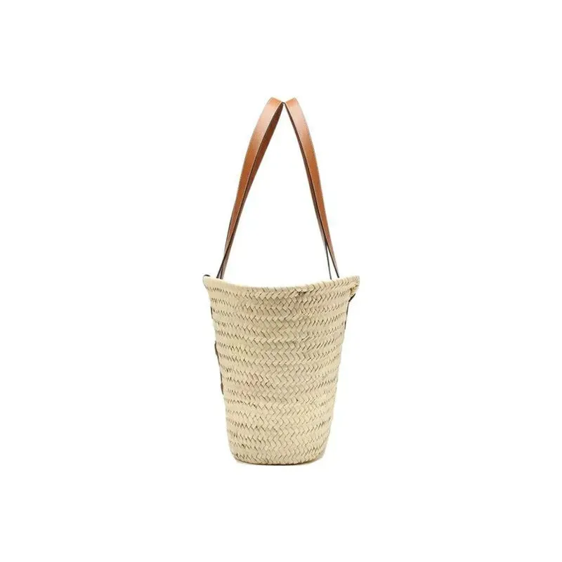     Celine   Triomphe Classic Panier Woven Natural Tree Fiber Calfskin Shoulder Bag