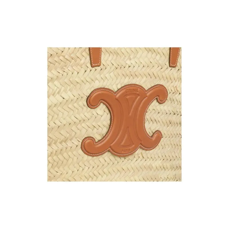     Celine   Triomphe Classic Panier Woven Natural Tree Fiber Calfskin Shoulder Bag