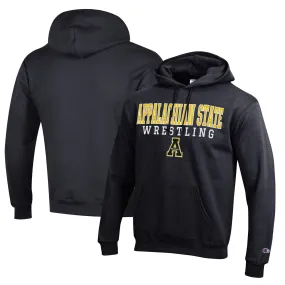 Champion Appalachian State Mountaineers Black Wrestling Stack Logo Powerblend Pullover Hoodie