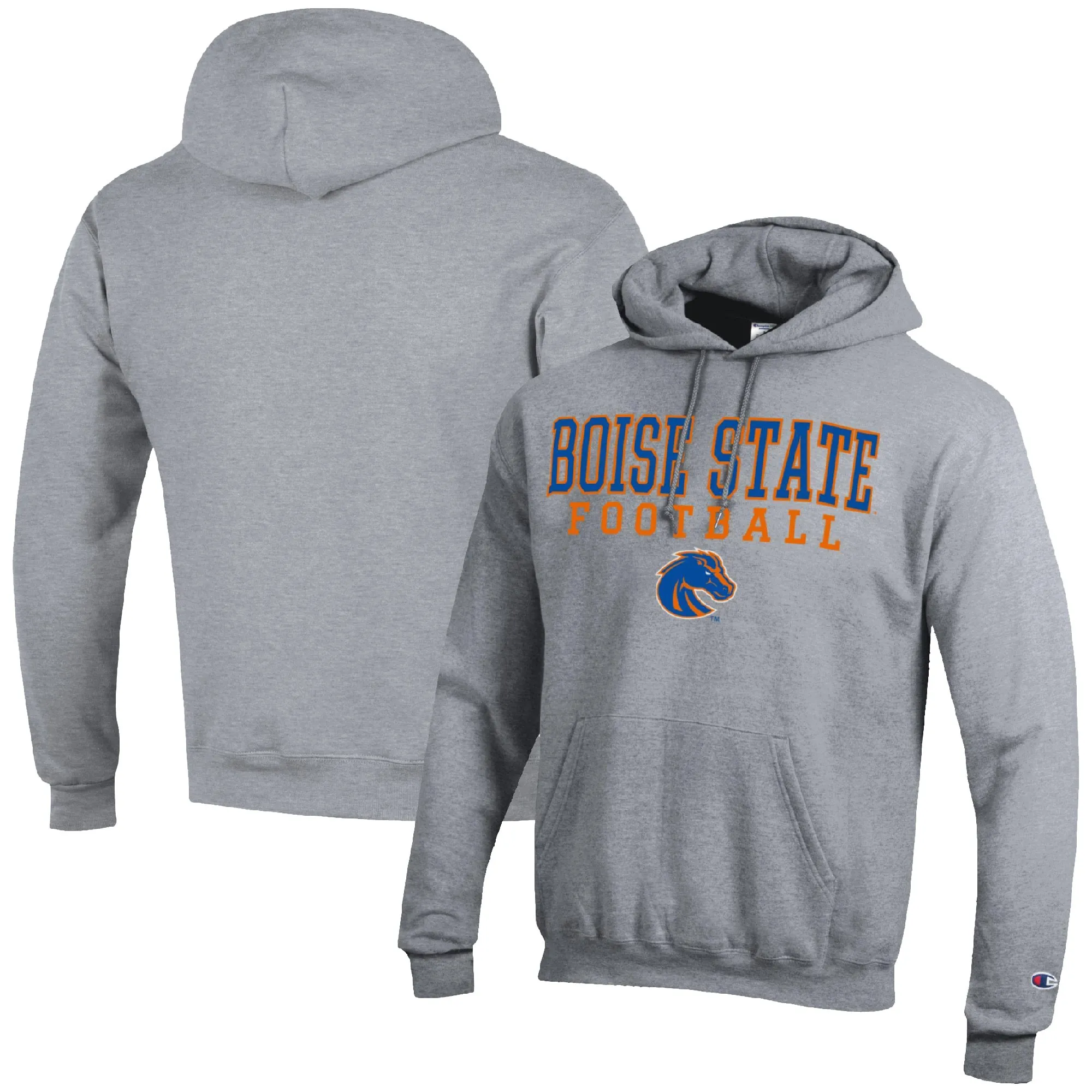 Champion Boise State Broncos Heather Gray Football Stack Pullover Hoodie