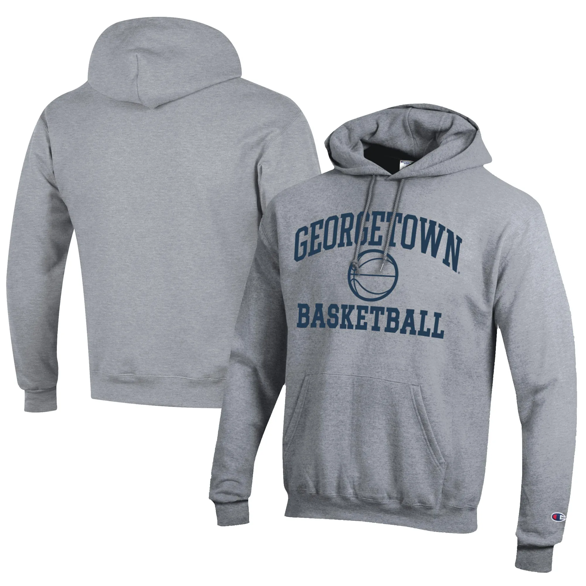 Champion  Georgetown Hoyas Gray Icon Logo Basketball Eco Powerblend Pullover Hoodie