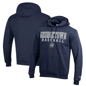 Champion  Georgetown Hoyas Navy Stack Baseball Powerblend Pullover Hoodie