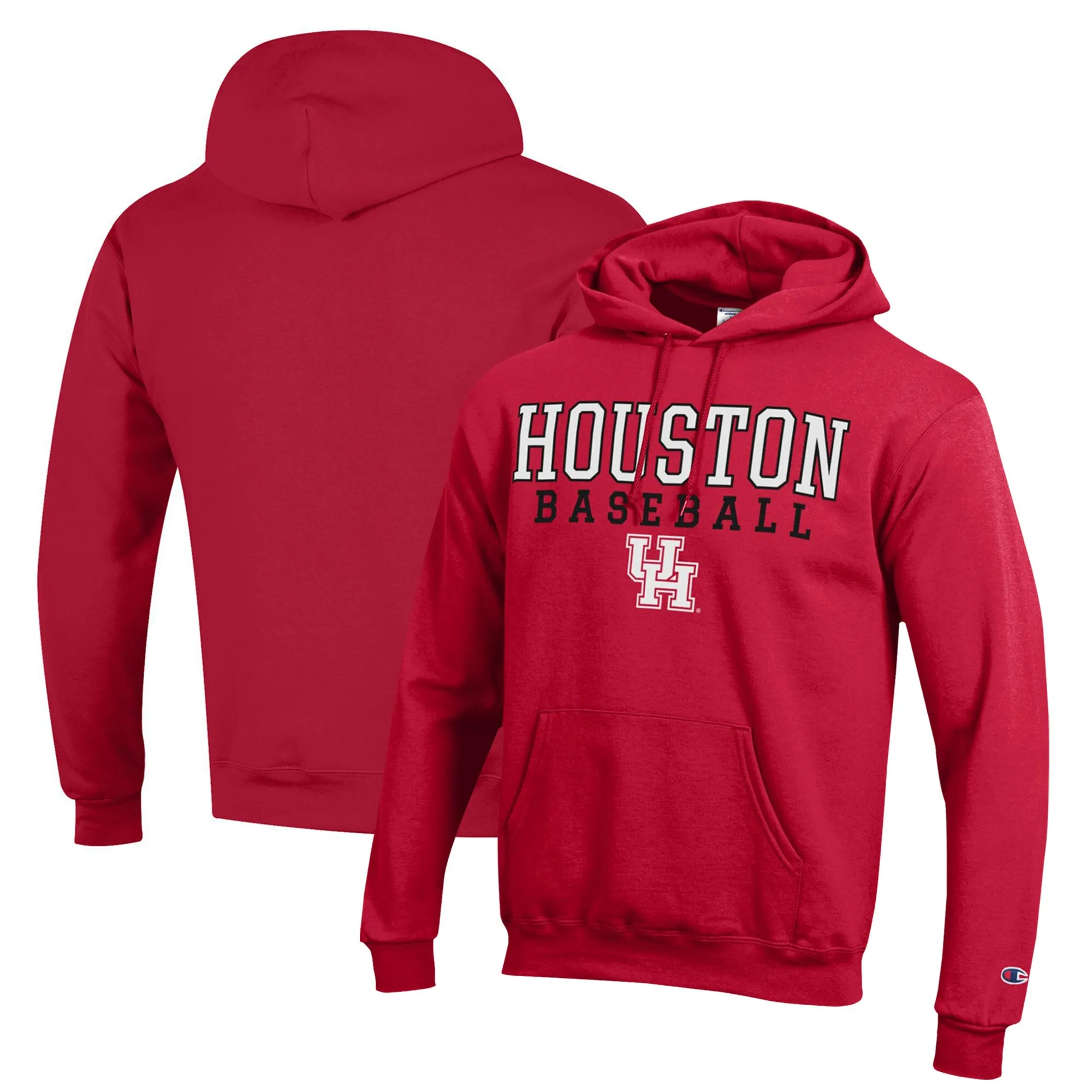 Champion  Houston Cougars Red Stack Baseball Powerblend Pullover Hoodie